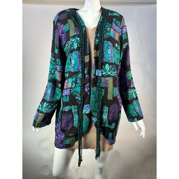 Vintage Très Paquette Byer California Womens Jacket L Shoulder Pads Ties - Picture 1 of 16